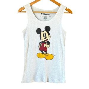 Disney Store Women grey Mickey Mouse Tank Top Medium Ribbed‎ Cotton Graphic Tee